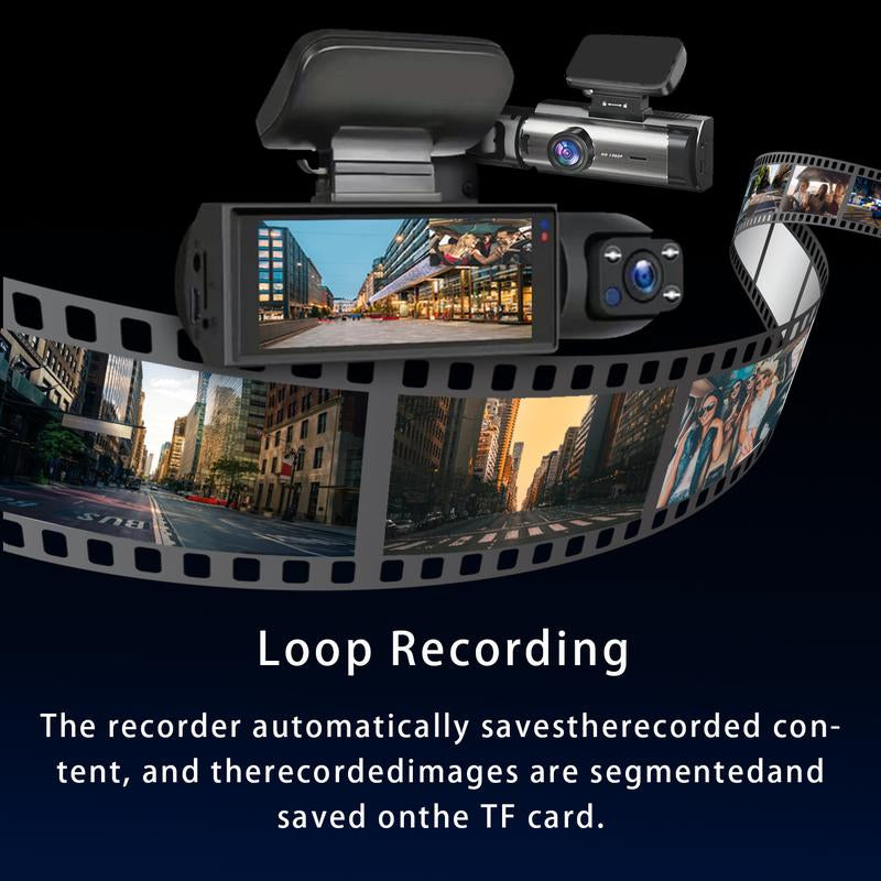 BCUOZ Full HD 1080P Dual Camera Dash Cam with IR Night Vision G-Sensor 3.16" IPS Screen Loop Recording Car Driving Recorder for Safety & Evidence